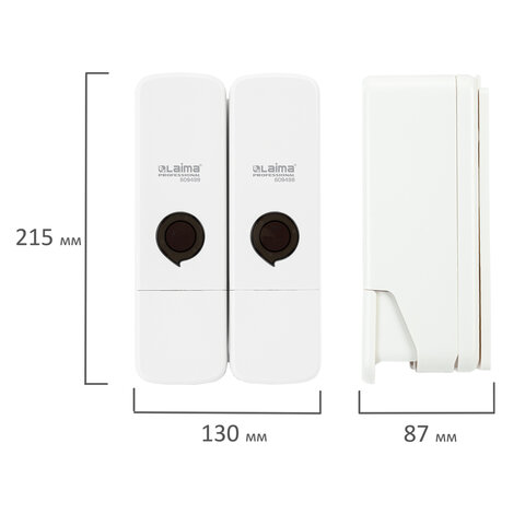 Дозатор двойной 2 х 0,3 л для жидкого мыла/шампуня/геля LAIMA PREMIUM, НАЛИВНОЙ, белый, ABS-пластик, 609499 - фото 10