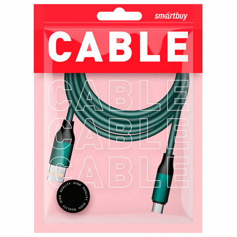 Кабель BOLD USB – Type-C, 1 м, 3 А, SMARTBUY, для быстрой зарядки и передачи данных, толстый, мятный, 18119, 3112BOLD-MINT - фото 3