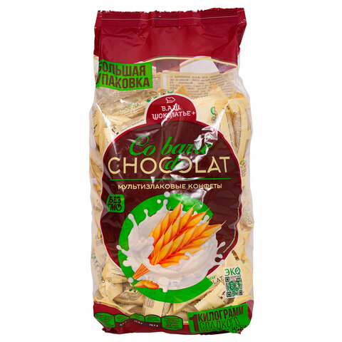 Конфеты мультизлаковые CO BARRE DE CHOCOLAT с белой глазурью, 1000 г - фото 1