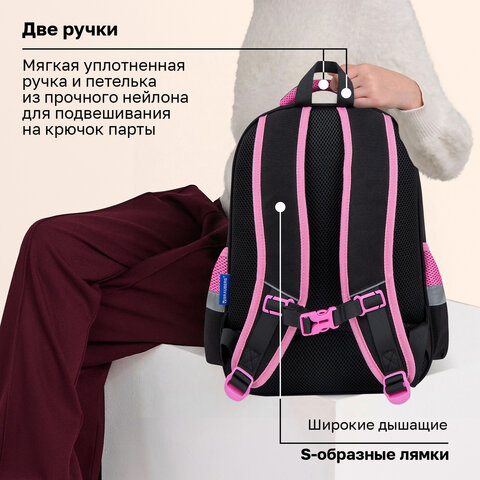 Рюкзак BRAUBERG FAVOUR, 2 отделения, 3 кармана, "Сонный котик", 40х29х15 см, 272058 - фото 17