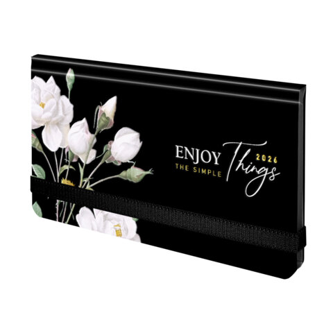 Еженедельник датированный 2026 с резинкой 171х93 мм, BRAUBERG, твердый, УФ-ЛАК, 64 л., "Розы", 117353 - фото 1