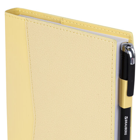 Ежедневник недатированный В6 130х185 мм BRAUBERG "Glam", под кожу, 160 л., желтый, 116222 - фото 5