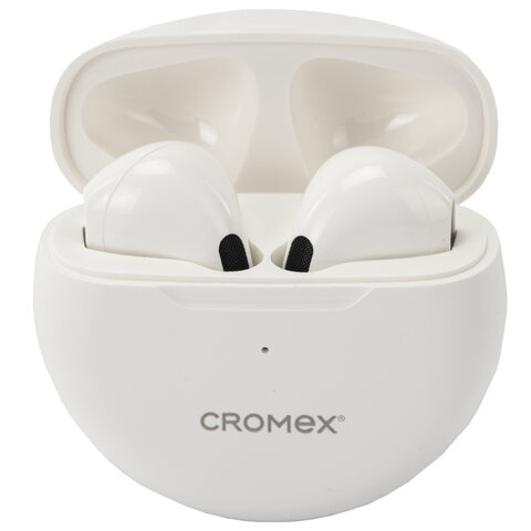 Наушники беспроводные TWS вкладыши с микрофоном CROMEX (КРОМЕКС) EP-T28W, Bluetooth 5.4, белые, 514121 - фото 1