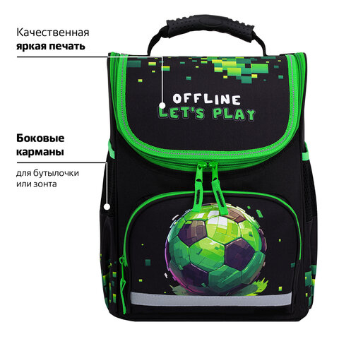 Ранец ПИФАГОР BASIC, 1 отделение, 3 кармана, эргономичная спинка, "Offline", 35х28х18 см, 273139 - фото 14