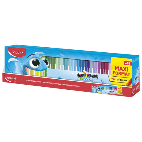 Фломастеры MAPED COLOR'PEPS "Ocean", 48 цветов, смываемые, вентилируемый колпачок, 845727 - фото 8