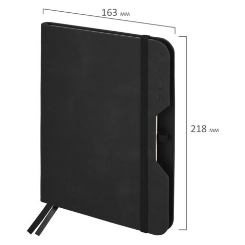 Ежедневник датированный 2026, А5, 151х213 мм, BRAUBERG "Note", под кожу, держатель для ручки, черный, 117516 - фото 2