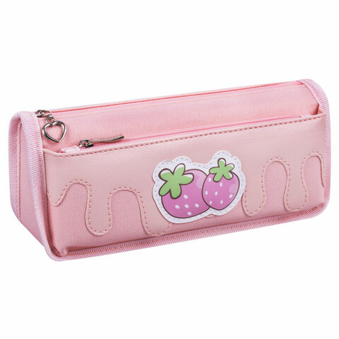 Пенал мягкий ЮНЛАНДИЯ, 2 отделения, полиэстер, "Strawberry shortcake", розовый, 21х9х6 см, 271577 - фото 6