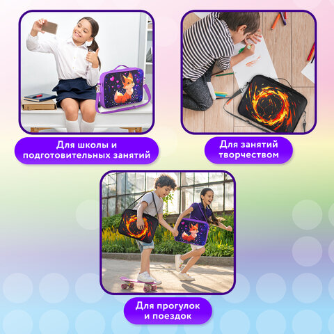 Папка на молнии с ручками BRAUBERG KIDS А4, 1 отделение, регулируемый плечевой ремень, 60 мм, "Fire split", 273318 - фото 15
