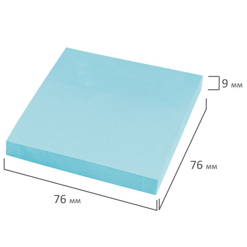 Блок самоклеящийся (стикеры) STAFF STANDARD, ПАСТЕЛЬНЫЙ 76х76 мм, голубой, 100 листов, 116574 - фото 3