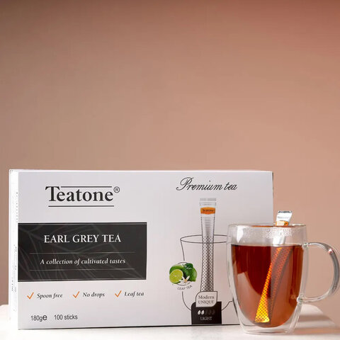 Чай TEATONE черный с ароматом бергамота, 100 стиков по 1,8 г, 64 - фото 1