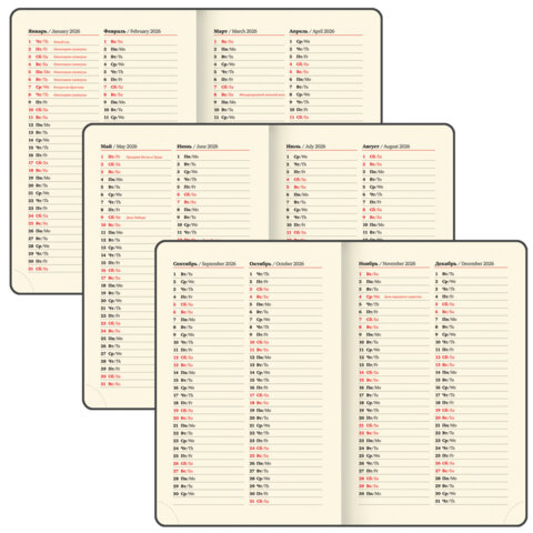 Ежедневник датированный 2026, МАЛЫЙ ФОРМАТ 100х150 мм, А6, BRAUBERG "Imperial", под кожу, бордо, 117254 - фото 8