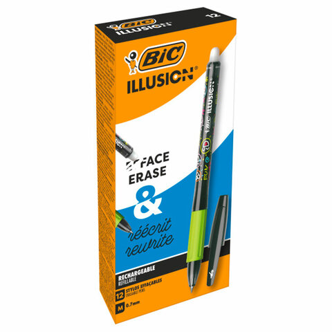Ручка стираемая гелевая с грипом BIC "Gelocity Illusion", ЧЕРНАЯ, корпус черный, линия 0,3 мм, 516523 - фото 7