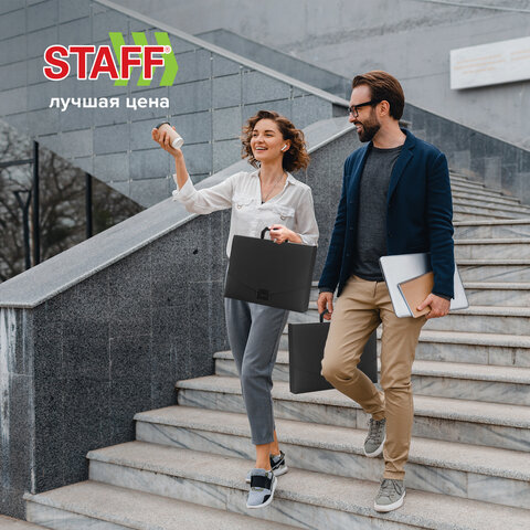 Портфель пластиковый STAFF А4 (320х225х36 мм), без отделений, черный, 229241 - фото 15