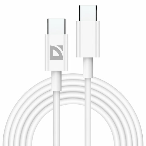 Кабель USB Type-C-Type-C, 60 Вт, белый, 2 м, DEFENDER F182, 87538 - фото 6