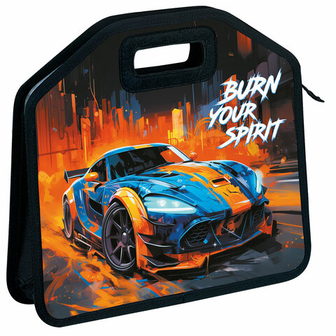 Папка-сумка ЮНЛАНДИЯ, 1 отделение, фетровые ручки, 34х30х11 см, "Race car", 273382 - фото 1