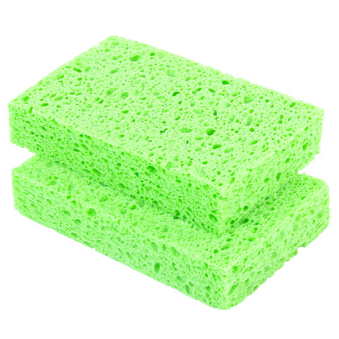 Губки для посуды 110х70х20 мм, ЦЕЛЛЮЛОЗНЫЕ, КОМПЛЕКТ 2 штуки, зеленые, LAIMA, 700257 - фото 7