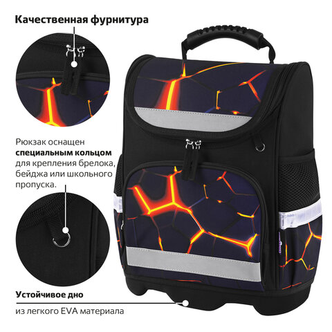 Ранец ЮНЛАНДИЯ WISE, 1 отделение, 3 кармана, устойчивое дно, Volcano split, 37х29х15 см, 273162 - фото 12