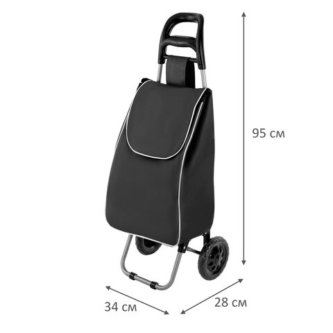 Сумка-тележка хозяйственная 95x34x28 см, объем 34 л, до 30 кг Оксфорд 600D, черная, BOOMHOUSE (БУМХАУС), 701405 - фото 10