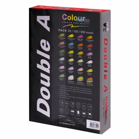 Бумага цветная DOUBLE A, А4, 80 г/м2, 500 л., интенсив, красная - фото 4
