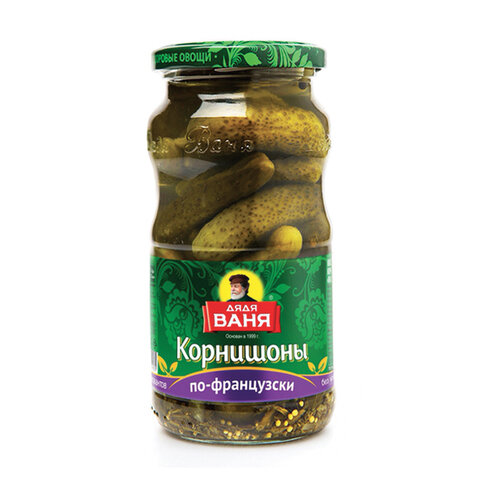 Корнишоны "По-французски" ДЯДЯ ВАНЯ консервированные, 460 г, 19583 - фото 1
