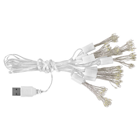 Гирлянда-пучки "Bundles", 150 LED, 2,4 м, 10 пучков, тёплый белый, USB, ЗОЛОТАЯ СКАЗКА, 592557 - фото 2