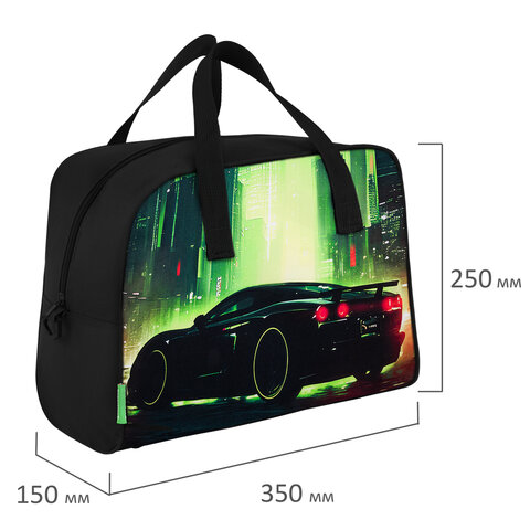 Сумка для занятий BRAUBERG KIDS с ручками, с плечевым ремнем, подкладка, 35x25x15 см, "Зеленый город", 274630 - фото 7