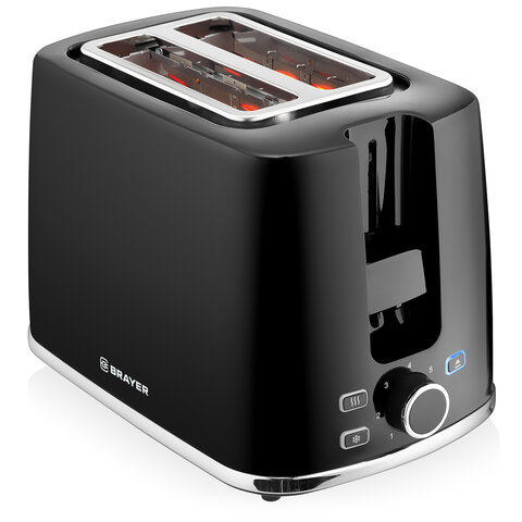 Тостер BRAYER BR2108, 930 Вт, 2 тоста, 7 режимов, пластик, черный - фото 1