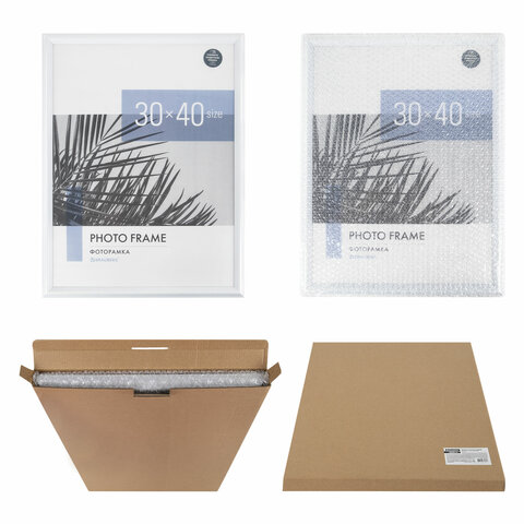 Рамка 30х40 см небьющаяся, багет 17,5 мм, пластик, BRAUBERG "Colorful", белая, 391242 - фото 9