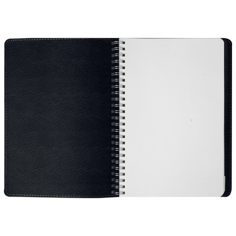 Бизнес-тетрадь на гребне А5 148x218 мм, BRAUBERG "Office PRO", под кожу, клетка, 80 л., чёрная, 111046 - фото 5