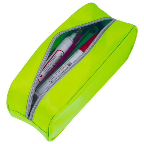 Пенал-косметичка BRAUBERG, мягкий, "KING SIZE NEON GREEN", 20х8х9 см, 229020 - фото 4