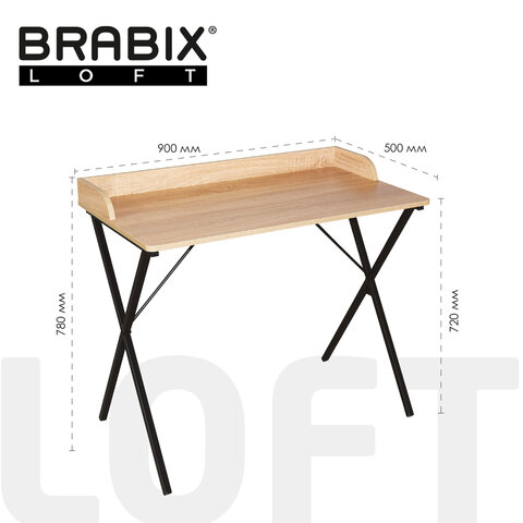 Стол на металлокаркасе BRABIX "LOFT CD-008", 900х500х780 мм, цвет дуб натуральный, 641865 - фото 8
