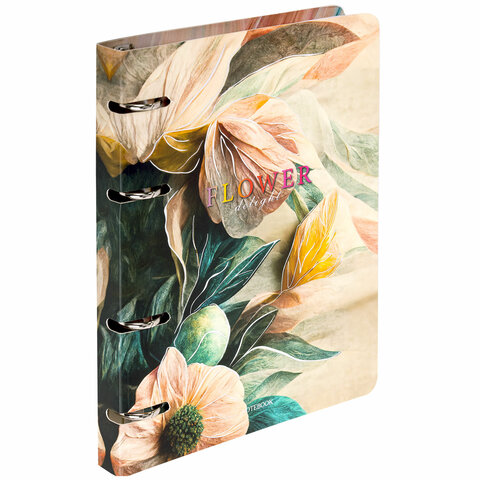 Тетрадь на кольцах А5 160х212 мм, 120 листов, картон, фольга, клетка, BRAUBERG, "Delicate flowers", 404737 - фото 1