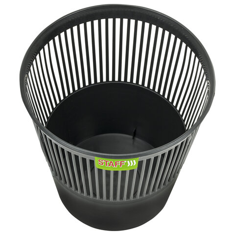 Корзина для бумаг STAFF "Basic" ЭКОНОМ, сетчатая, 9 л, черная, 238254 - фото 2