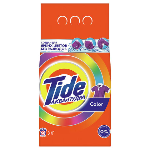 Порошок стиральный Tide Аква Пудра Color автомат 3кг д/цветного белья - фото 1