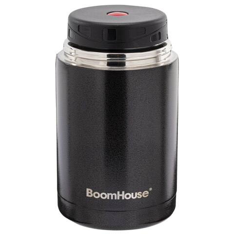 Термос 1 л для еды/напитков с широким горлом, BOOMHOUSE (БУМХАУС) LUNCH, нержавеющая сталь SUS304, черный, 700327 - фото 5