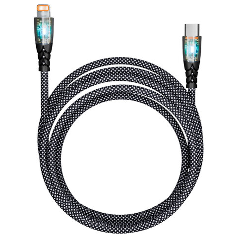 Кабель Type-C - Lightning, 1 м, 3 А, SMARTBUY, для быстрой зарядки и передачи данных, черный, PDTRANSP-BLACK - фото 1
