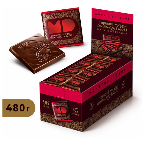 Шоколад Монетный двор Горький 72% 5г/96 шт - фото 1