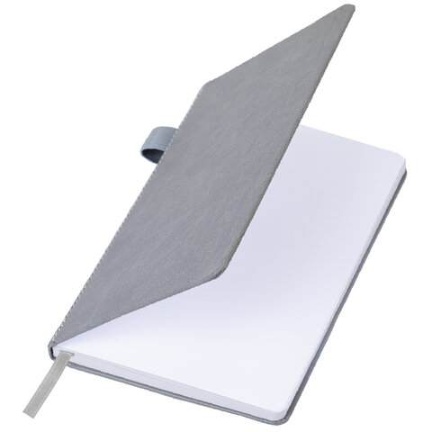 Блокнот А5 135x212 мм BRAUBERG "Edge", под кожу, резинка, держатель, 80 л., клетка, серый, 117146 - фото 5