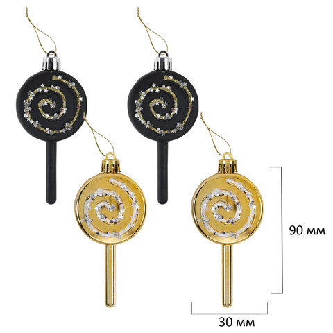 Шары новогодние ёлочные "Black&Gold", НАБОР 130 предметов, черный/золото, пластик, ЗОЛОТАЯ СКАЗКА, 592183 - фото 23