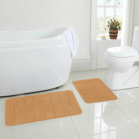Комплект ковриков MEMORY EFFECT для ванной 50х80 см и туалета 40х60 см, персиковый, LAIMA HOME, 608447 - фото 4