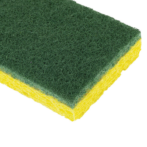 Губки для посуды 95x65х20 мм, ЦЕЛЛЮЛОЗНЫЕ + АБРАЗИВ, КОМПЛЕКТ 2 штуки, желтые/зеленый абразив, LAIMA, 700256 - фото 5