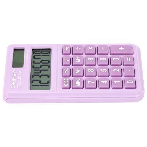 Калькулятор карманный CROMEX (КРОМЕКС) CX-210N-LV (96х62 мм), 8 разрядов, двойное питание, сиреневый, 273836 - фото 5
