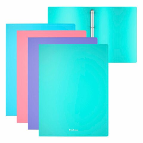 Папка на 4 кольцах ERICH KRAUSE "Diagonal Pastel", 24 мм, до 150 листов, ассорти, 0,6 мм, 49978 - фото 1