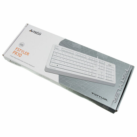 Клавиатура проводная A4TECH Fstyler FK10, USB, 104 кнопки, белая, 1147536 - фото 4