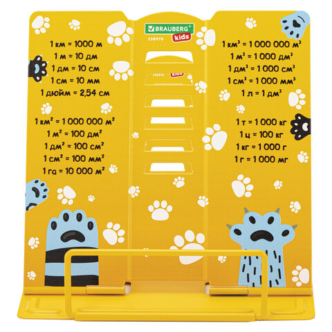 Подставка для книг и учебников BRAUBERG KIDS mini "Лапки" с единицами измерения, регулируемый угол наклона, металлическая, 238970 - фото 4