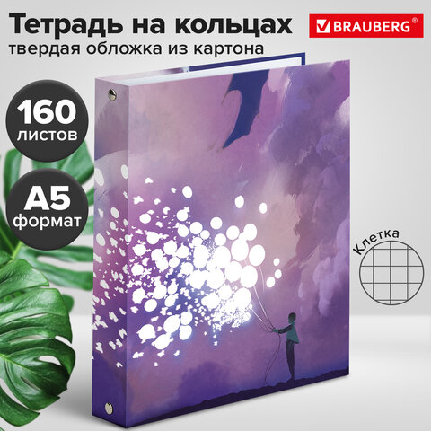 Тетрадь на кольцах А5 (175х215 мм), 160 листов, твердый картон, клетка, BRAUBERG, "Anime Dreams", 404092 - фото 8