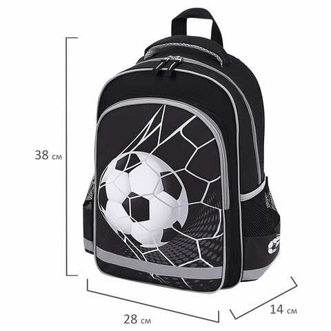 Рюкзак ПИФАГОР SCHOOL, 1 отделение, 3 кармана, "Ball kick", 38x28х14 см, 272079 - фото 8
