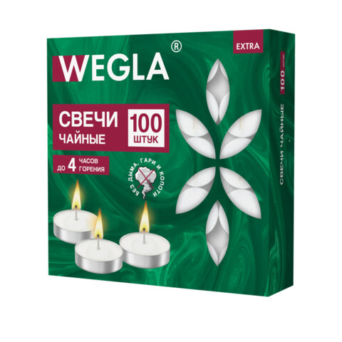 Свечи чайные литые в гильзе WEGLA (ВЕГЛА) EXTRA, до 4 часов горения, вес 10 грамм, КОМПЛЕКТ 100 штук, 702572 - фото 4