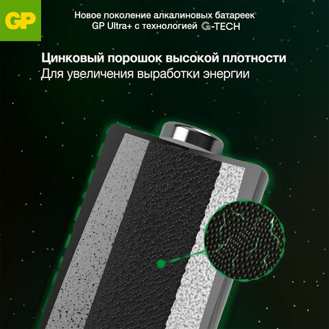 Батарейки КОМПЛЕКТ 2 шт., GP Ultra Plus G-Tech, AA (LR6), алкалиновые, пальчиковые, 15AUPA21-2CRSB2 - фото 8