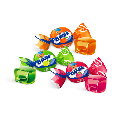 Конфеты желейные KONTI "Timi" Mix со вкусами яблока, апельсина и малины, 1000 г, пакет, 15880 - фото 1
